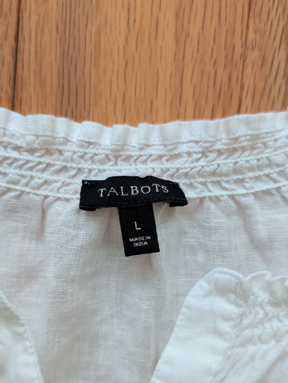 Talbots White Linen Peasant Blouse - Picture 2 of 9